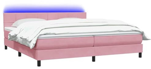 vidaXL Boxspringbett mit Matratze Rosa 180x220 cm Samt, Bett, Bettrahmen, Doppelbett, Schlafzimmermöbel, Lattenrost, Samtbett, Polsterbett