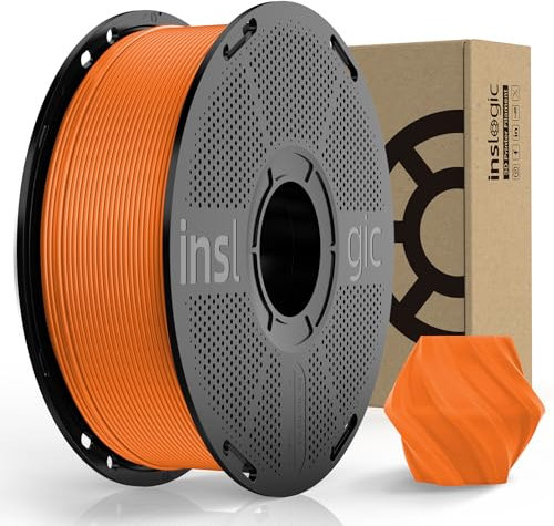 Inslogic PLA Pro Filament 1.75mm vorgetrocknetes Filament Feuchtigkeitsbeständiges 3D Drucker Filament 1kg Spule, +/-0.02mm Genauigkeit, Kompatibel mit den meisten FDM Druckern (Orange)​​