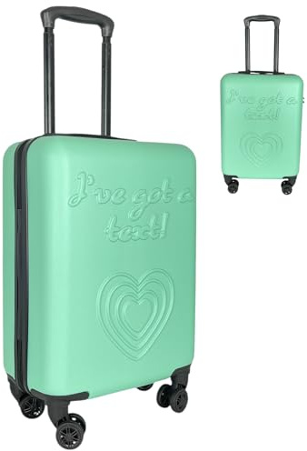 54x36x20cm Hardshell Cabin Suitcase – Lightweight ABS Hand Luggage with 8 Spinner Wheels, Trolley Handle & Lock – Fits Ryanair, easyJet, British Airways, Jet2 – Overhead Travel Bag – 38L - Light Green