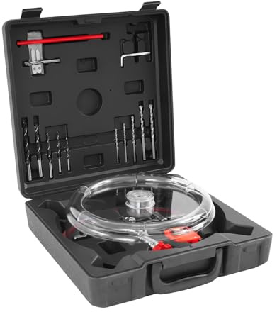 Kreisschneider, 23x24cm 40-200mm Kreisschneider, Lochbohrer mit Einstellbarem Durchmesser und Staubschutz für Holzplatten, Gipskarton und Dreischichtige Holzplatten