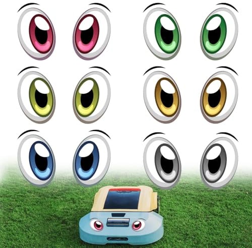 Fun Augen Aufkleber Mähroboter, 6PCS Klebe Augen für Mähroboter Aufkleber Wasserdichte Selbstklebend Augens Zum Aufkleben für Rasenmäher, Mülleimer, Kühlschränke, Halloween-Dekoration