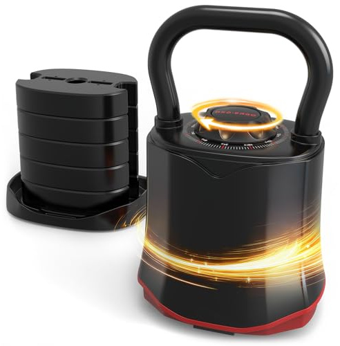 HXD-ERGO Verstellbare Kettlebell 6-in-1 (3–18 kg), Schnellwechsel-Gewicht, Breiter Griff, Kompakte Kugelhantel für Zuhause & Home Gym Training