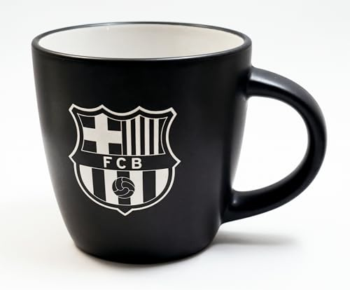 FC Barcelona Taza de Café Oficial, Cerámica Negra con Logo FCB, Diseño Clásico
