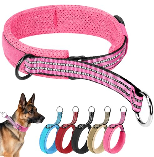 Ledeak Martingale Hundehalsband, Hundehalsband Zugstopp für Mittelgroße & Große Hunde, Zughalsband mit Stopp für Hunde, Trainingshalsband für Training & Spaziergänge (Rosa, L)