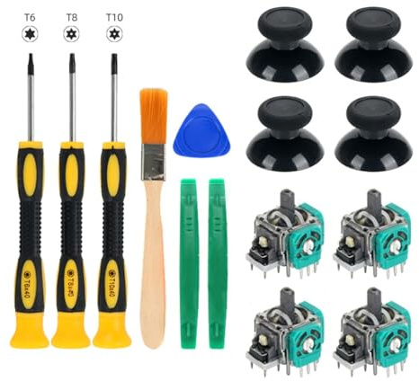 HARY For Xbox Controller Repair Kit, 4PCS for Xbox controller joystick | for Xbox Series X/S Controller, 3D Analog Sensor Module, with T6 T8 T10 Screwdriver Tools Kit, Pry Tool
