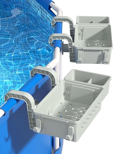 Pool Aufbewahrungskorb Set inklusive Kunststoff Pool Korb Pools Getränkehalter Hot Tub Zubehör Multifunktionales Pools Zubehör für Aufstellpool Schwimmbad Oberirdischen (Weiß)
