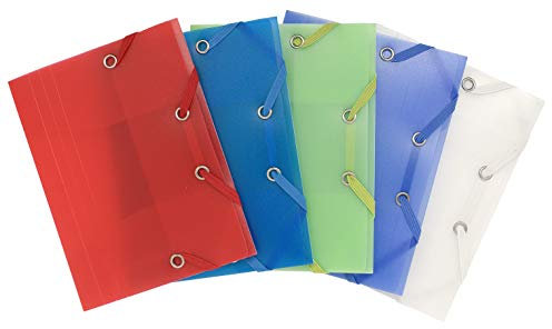 Exacompta 50889E 10er Pack Sammelmappe Chromaline DIN A6 aus Kunststoff mit 3 Innenklappen und 2 Gummizügen, 12 x 16 cm Taschenformat, ideal für Kreditkarten oder Ausweise farbig sortiert