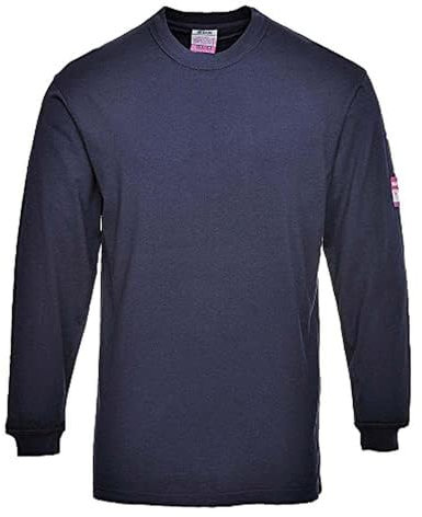 Portwest FR11 Modaflame Knit FR Long Sleeve T-Shirt Flame-Resistant Anti-Static Heat Protection Soft Breathable Workwear CE-Certified for Safety Compliance, Navy, M