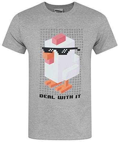 Crossy Road Deal with It Men's T-Shirt (M) Grey