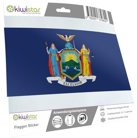 Kiwistar - Aufkleber - New York - Bundesstaat USA Autoaufkleber Sticker State Flagge