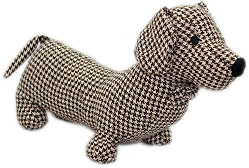 Carousel Home and Gifts Herringbone Fabric Sausage Dog Doorstop 35Cm ~ Brown Dachshund Puppy Dog Door Stop