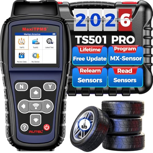 Autel MaxiTPMS TS501 PRO TPMS Programming Tool, Same as TS508, 2026 TPMS Relearn Tool Newer of TS501 TS408S, Activate Relearn 99% Sensors, Program Autel MX-Sensors [315/433MHz], TPMS Reset/Diagnosis