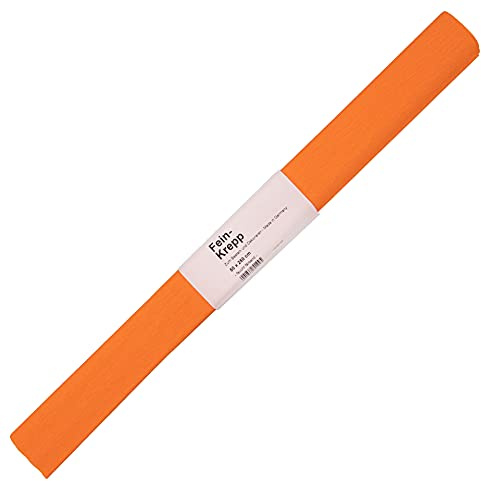 folia 820109 - Krepppapier, 10 Rollen in hellrotorange, jede Rolle ca. 50 x 250 cm, 32 g/m², sehr elastisches und dünnes Papier, mit einer unebenen und rauen Oberfläche