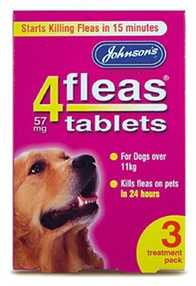 Johnsons 4 Fleas Tablets for Dogs Over 11kg x 3 Tablets 30g - Bulk Deal of 6x