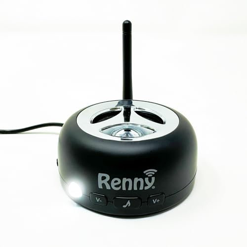 RENNY - Suoneria per telefoni cellulari rumorosi, amplificatore e lampeggiatore per ambienti con problemi di udito e rumorosi (117 dB) | Connessione automatica Bluetooth wireless | 5 suonerie