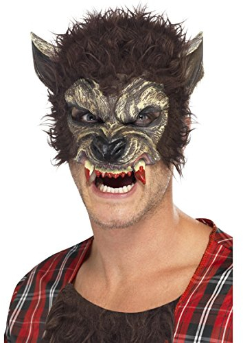 Smiffys Halloween- Maske Werwolf Kostümaccessoire braun-beige-rot