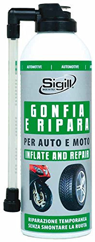SIGILL, Gonfia e Ripara, Prodotto Tecnico Spray per il Gonfiaggio e la Riparazione di Qualsiasi Pneumatici di Auto e Moto, Ottima Soluzione per Forature Accidentali, Made in Italy, Spray 300 ml