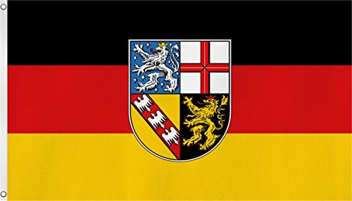 Bundesland Fahne, Grösse: ca. 90x150 cm, Ordentliche Qualität - Keine hauchdünne Ware - Stoffgewicht ca. 90 gr/m2, Reissfest, für Aussenbereich geeignet Farbe Saarland