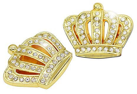 Bling Auto Dekoration Aufkleber 3D Metall Aufkleber Kristall + Krone Auto-Emblem Außen- und Innenausstattung × 2 Pack (Gold, Krone S)