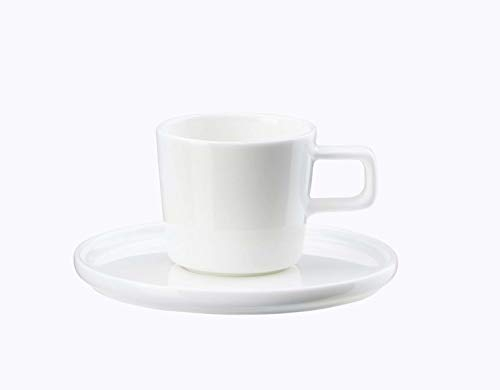 ASA OCO Kaffeetasse mit Unterteller weiß, aus Porzellan hergestellt, Inhalt: 200ml, 2029013