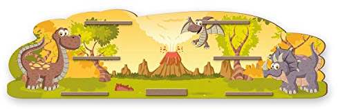 Regal „Dinos“ geeignet für Toniebox und Tonies inkl. 40 Metallplättchen für Flexible Befestigung der Tonie Figuren (Dinos)