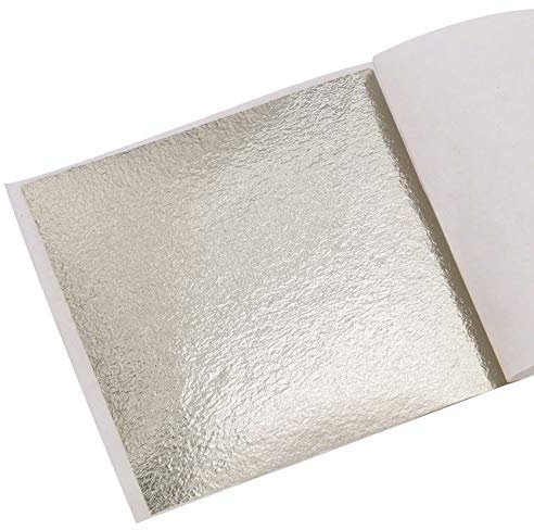 KINNO Blattgold Blatt, 3,15 x 3,35 Antikes Silber Vergoldungsfolie Goldfolienpapier für Gemälde, Kunsthandwerk, Nageldeko, Möbel