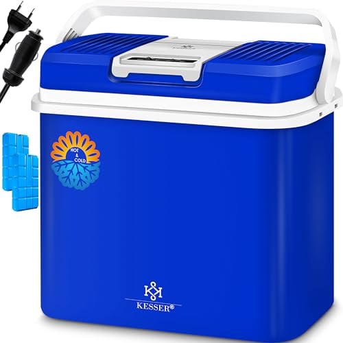 KESSER® Frigobox da 24 litri | RAFFREDDA e RISCALDA | Frigo box termoelettrico 12 volt e 230 volt con 2 batterie di raffreddamento | Mini frigo | per auto e campeggio | EEK A+++| Auto e campeggio