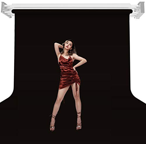 Seamless Background Paper Backdrop 2.72 x 10m, Jet Black, 44, Photo Studio Paper Roll for Portrait, Product, Pet, Family Photography Shooting, Video Filming