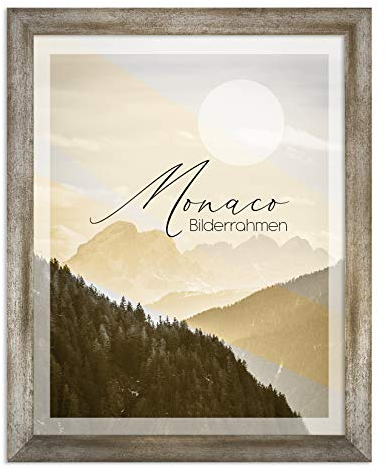 BIRAPA Monaco Bilderrahmen 30x42 cm Vintage Metall - Bilderrahmen Metall Optik, Alu Gebürstet Rahmen, Posterrahmen, Wechselrahmen