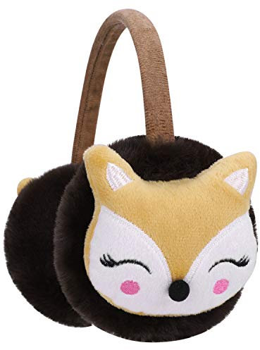 Cache Oreilles Enfants Cache Oreilles en Peluche Filles Garçon Motif Mignon Renard Oreille Manchons Chaud Hiver Couvre-Oreille Protection Oreille Pliable Earmuffs de Ski Voyage Moto