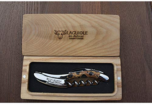 Laguiole En Aubrac Sommelier Cavatappi da cameriere, manico grigio scuro cactus, apribottiglie con taglierina a lamina e apribottiglie