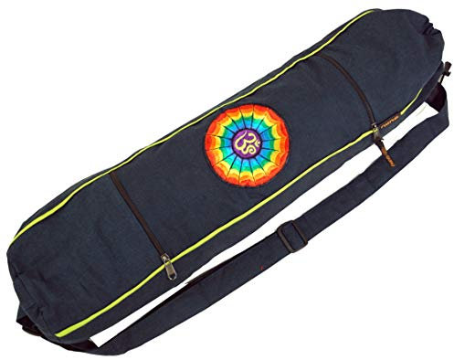 GURU SHOP Yogamatten-Tasche Regenbogen Om - Petrol, Herren/Damen, Schwarz, Baumwolle, Size:One Size, 65x15x15 cm, Taschen für Yogamatten