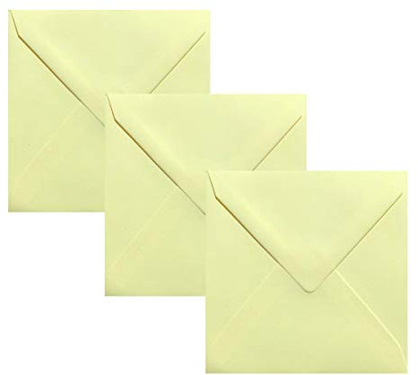 Paper24 Quadratische Briefumschläge 110 x 110 mm,120 g/qm, für Einladungen und Gutscheine, 50 Umschläge Hellgelb