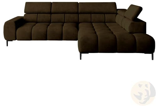A-dekor home Ecksofa Plaza L Relaxfunktion Sitztiefenverstellung ELEKTRISCH 300 cm (Links, Braun)