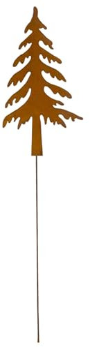 creativ home Metall Stecker Tanne Baum Nadelbaum Rost Dekostecker Tannenbaum Dekoration Gartenstecker Winterdeko Weihnachtsdeko 50cm Rost-BRAUN