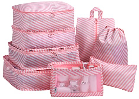 OSDUE Reise-Aufbewahrungswürfel, 8 Stück, wasserdichte Reisegepäck-Organizer, für Kleidung, Schuhe, Kosmetik, Toilettenartikel