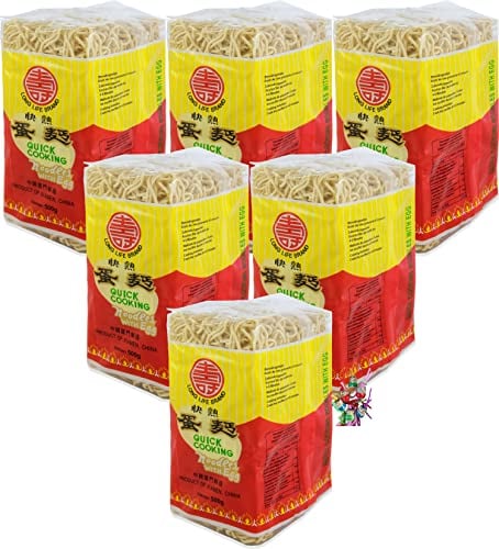 6er Pack - [ 6x 500g ] Schnellkochende Nudeln, mit Ei (6x 500g) | Quick Cooking Noodles + ein kleiner Glücksanhänger gratis