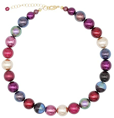 Feliss Handmade: Ketten aus Perlen, Halskette Damen. Statement Kette 45 cm lang in Boho Style. Choker Halsband, aesthetic Necklace Schmuck. Beads Perlenkette für Frauen in burgunder mit Keramikperlen