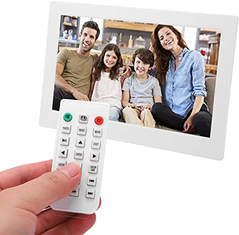 Digitaler Bilderrahmen, 17 Zoll Digitaler Bilderrahmen mit Bildvorschau Elektronischer Bilderrahmen Unterstützt Uhr, Kalender, Wecker, Zeitschaltuhr, Intelligente Fernbedienung(EU)