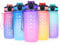 SUPPRUI Water Bottles with Straw,600ml Kids Water Bottle with time markings,Motivational Drink Bottles Leakproof and BPA-free (Purple)
