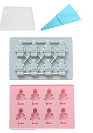 Lot De 2 Robots à 8 Cavités En Forme De Moules à Chocolat En Silicone Antiadhésif Pour Faire Des Glaçons, Gelée, Savon Au Chocolat, Façonnage De Bonbons Durs, Avec Poche à Pâtisserie Et Grattoir