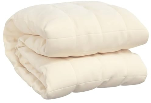 vidaXL Weighted Blanket Light Cream 235x290 cm 15 kg - Relief, Filling, Even Distribution, Comfort Design