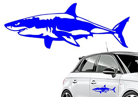 Niktule Weißer Hai Auto Aufkleber, Meerestier-Aufkleber, Regenfester Hai-Fisch-Aufkleber zur Verwendung auf Laptop, LKW, Motorrad, Wand, glänzend, weiß