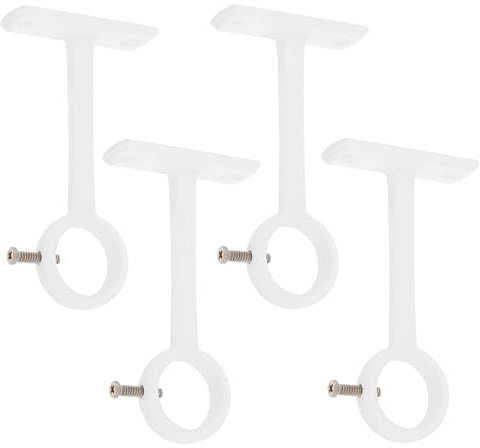 HOJLKLD Supports de Tringle à Rideaux, 4 Pièces Aluminium Support Tringle Rideau Plafond pour Barre 20mm à 25 mm, Accessoire Tringle à Rideaux Plafond (Blanc)
