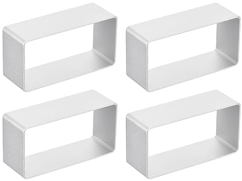 sourcing map 4pcs Métal Cookie Coupeurs Ensemble, Aluminium Alliage Rectangle Cookie Emporte-Pièce Convient pour Fait Maison Cookie Gâteau Fondant Sandwich, Argent
