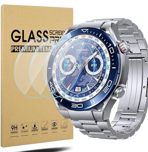 Diruite 4 Piezas Protector Pantalla para Huawei Watch Ultimate Cristal Templado,HD Protector Reloj para Huawei Watch Ultimate Smartwatch Protector[Anti-Raspado]