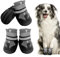 Muecleao Hundeschuhe Pfotenschutz, 4 Stück Wasserdicht Anti-Rutsch Hundestiefel mit Rutschfester Sohle und reflektierendem Klettverschluss, Schuhe für kleine, Mittlere und Große Hunde (Grau, M)