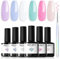 Modelones Vernis Semi Permanent Pastel, Rose Vert Bleu Violet Macaron 6 Couleurs Vernis Gel UV Semi Permanent Kit Soak Off Vernis à Ongles Complet pour Gel Ongle Manucure Nail Art