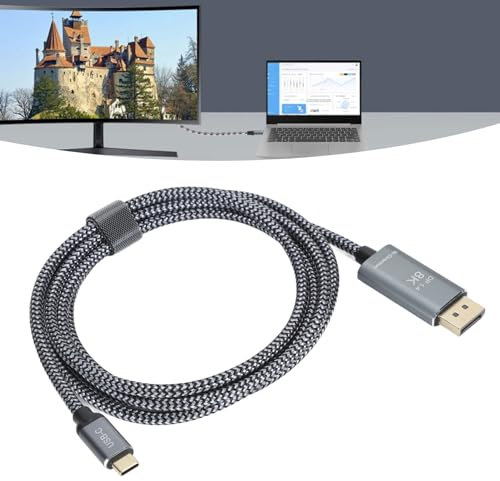 Yunir USB C To Displayport Cable, Professional 8K 60HZ Bidirectional Transmission Type C To Displayport Adapter, With 24K Gold Plated Interface, Plug and Play, 6.6ft