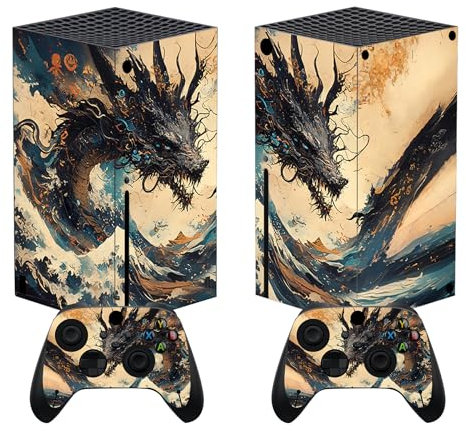 PlayVital Skin für Xbox Series X, Aufkleber Stickers Vinyl-Skins Schutzfolie Design Folie Zubehör für Xbox Series X Konsole Controller-Sturmdrache